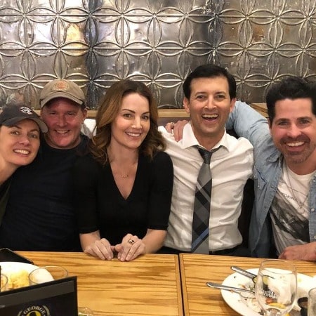 Picture of Jonathan Watton with his star casts of the series Christmas Stars 